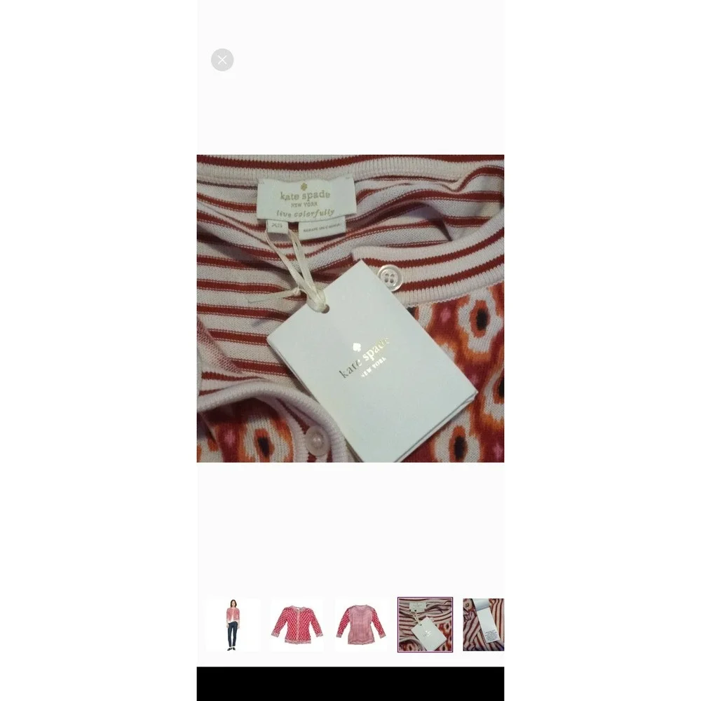 Kate spade New‎ York Live colorfully Posy Ikat Red Chestnut button cardigan